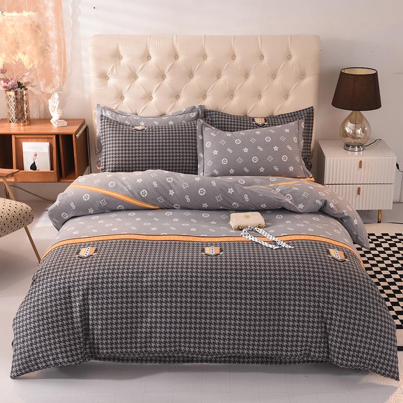 Thickened Brushed Pure Cotton Autumn/Winter Bedding Set - All-Season Universal (Four-Piece & Three-Piece Options)