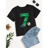 European Sizes Football Print Boys Creative T-shirt, Casual Lightweight Comfy Short Sleeve Crew Neck Tee Tops, Kids Clothings For Summer