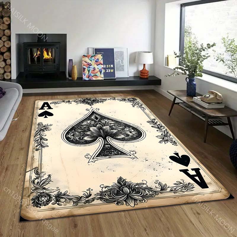 Ace of Spades Intricate Design Pattern Rug Carpets for Bedroom Living Room Sofa Mat Creative Door Mat Cloakroom Home Decor