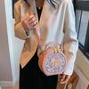 Vintage Embroidery Round Shoulder Bag, Zipper Handbag, Classic Trend Niche Satchel Bag