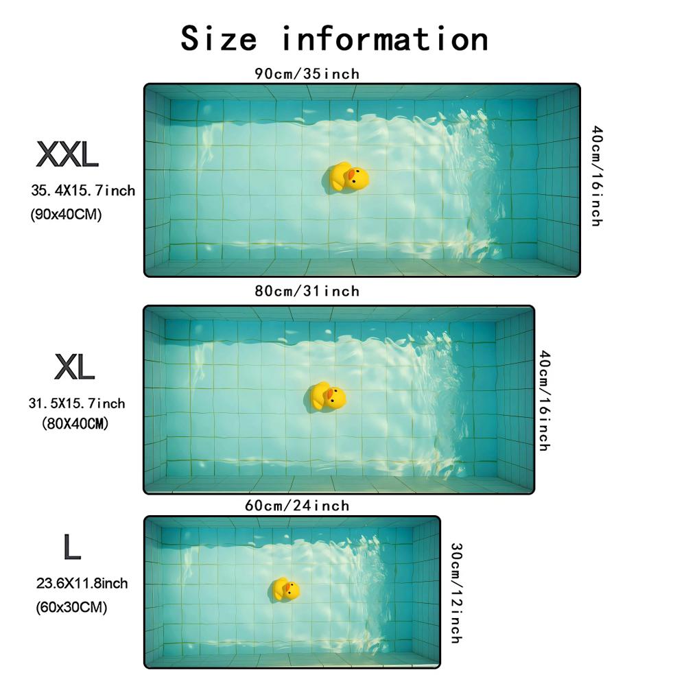 Cute Kawaii Swimming Duck Xxl Mouse Pad Hd Print Large Gaming Keyboard Mat Nonslip Rubber Base With Stitched Edges For Office