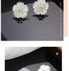 White Camellia Silver Needle Earrings - Elegant High-End Jewelry