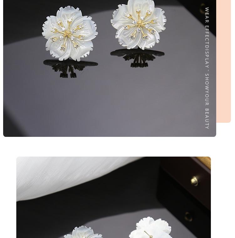 White Camellia Silver Needle Earrings - Elegant High-End Jewelry