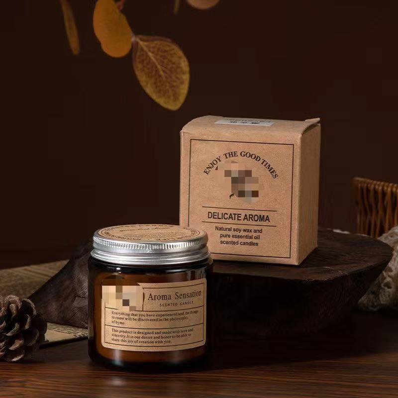 Romantic Aromatherapy Gift Set: Soy Wax Glass Candle with Essential Oils