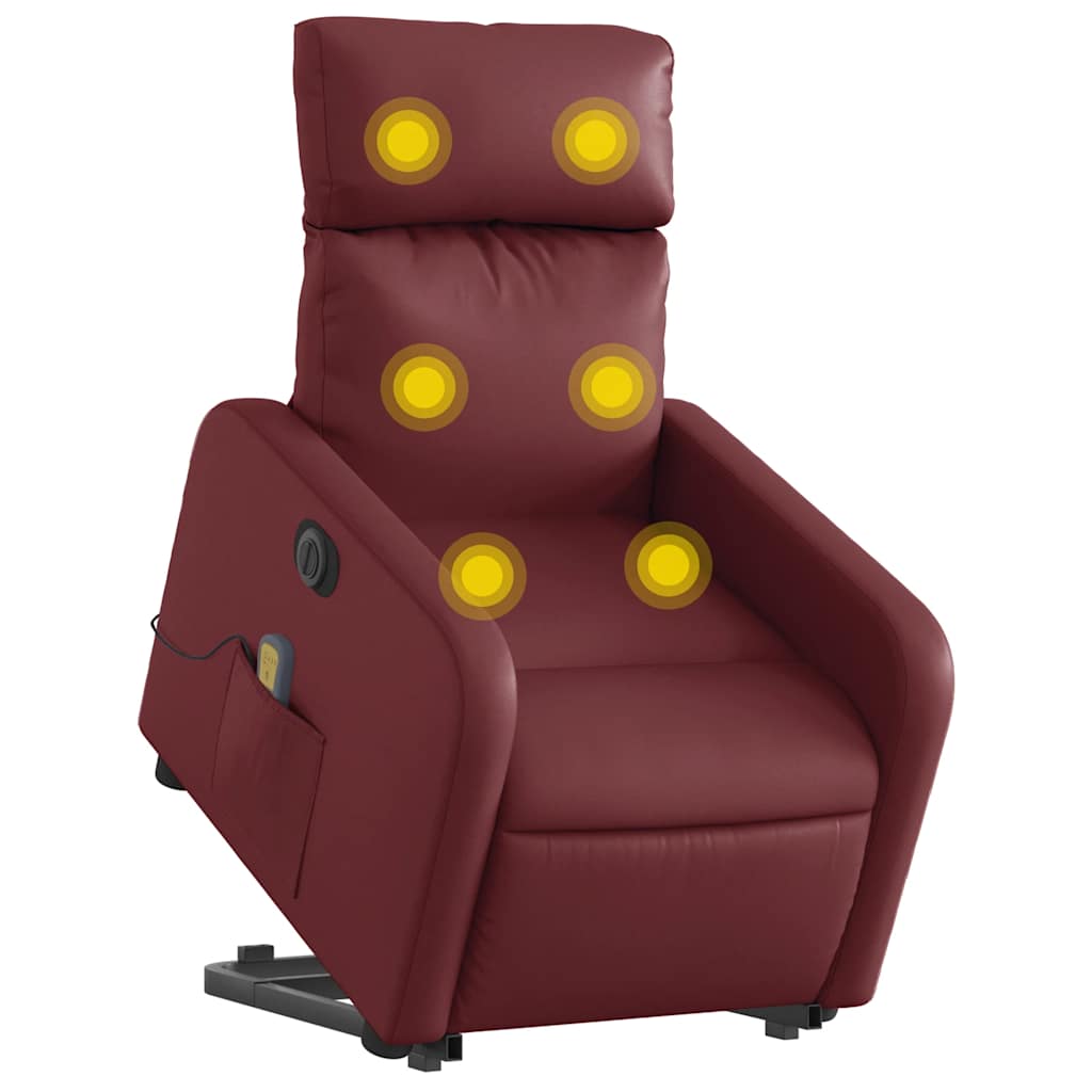 Vidaxl Reclining and Tilting Armchair with Massage, Electric, Burgundy