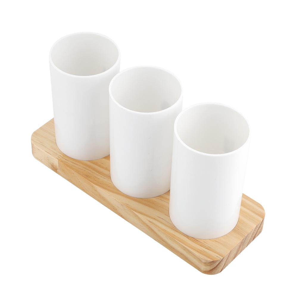 Oak Wooden Base Chopsticks Holder Cutlery Storage Box Drain Rack Knife   with Three Compartments, Stable   Design for Kitchen Draining an