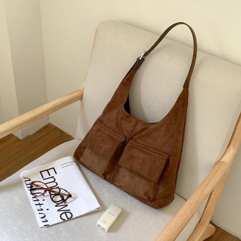 New suede bag retro fashion women's shoulder bag large capacity autumn and winter suede commuter tote bag women