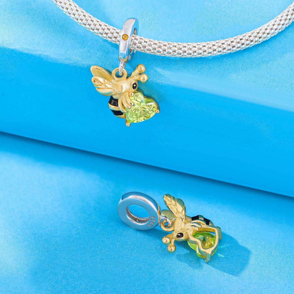 Originale Kupferanhänger Sonnenblume Biene Herz Liebe Wabe Gold Zirkon Bienenperlen Anhänger Passend für Armband für Frauen DIY Feines Geschenk