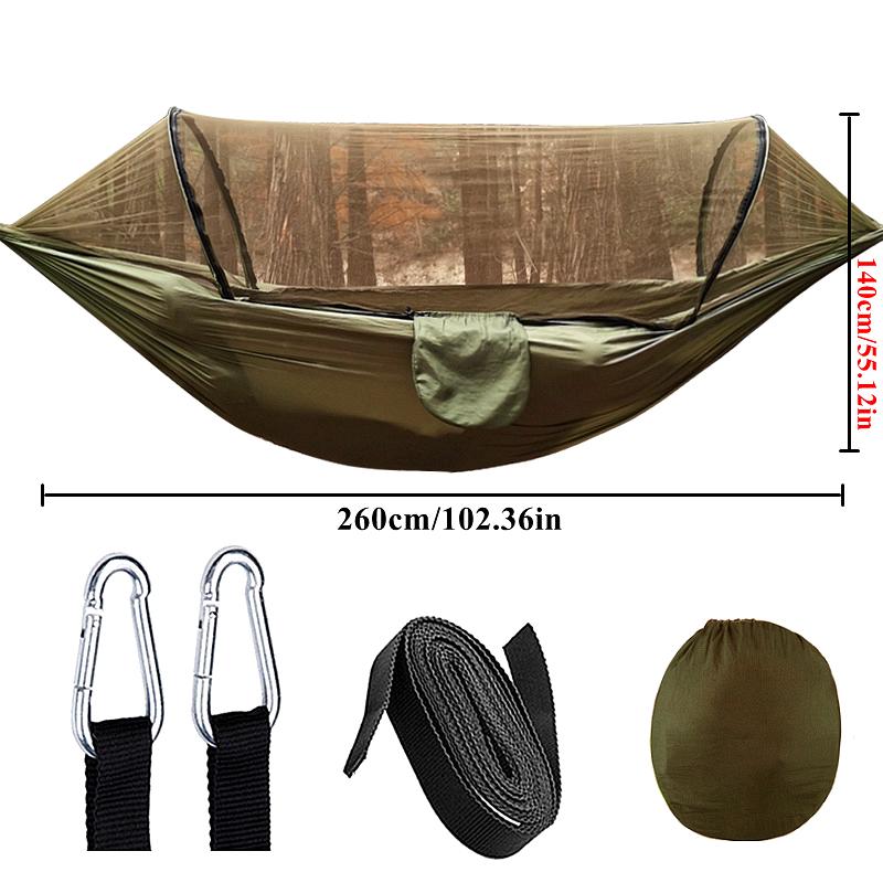 Double Persons hammock Lightweight Parachute Fabric Outdoor Hammock with Net for Camping Travel Outdoor Relaxation 260x120cm