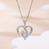 Mother and Son Concentric Necklace for Women, Tide Mother and Son Embrace Love Heart-shaped Collarbone Chain