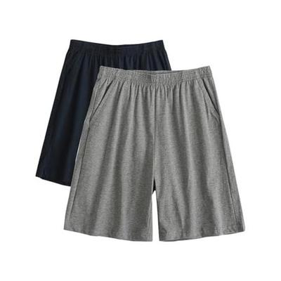 [STARZORA] Men's Pajama Pants, Summer, 2-Piece Set, Shorts, Cotton, with Pockets, Room Wear Bottoms, Shorts, Plain, Half Pants, Loungewear, Loose,