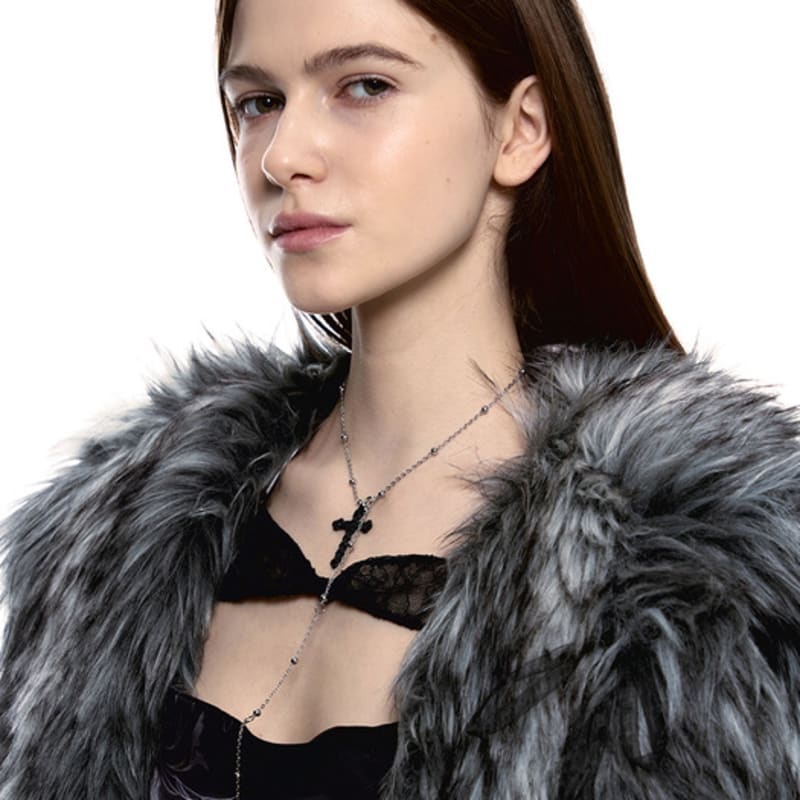 SENTIMENTS NO.473 [BLACK] KNOT CROSS NECKLACE