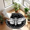 Gothic Celestial Moth Jellyfish Round Soft Area Rug Washable Non-Slip Indoor Floor Mat for Witchy Bedroom Living Room Home Decor