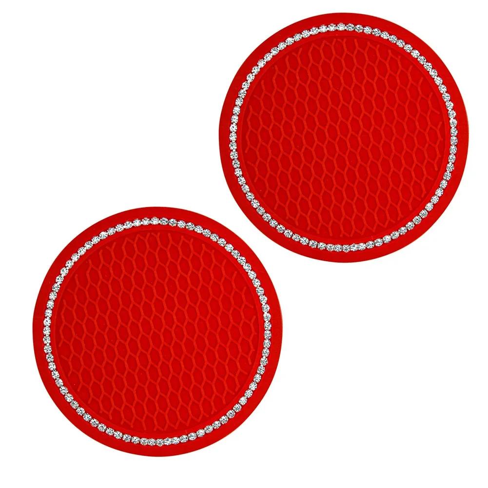 Car Water Cup Pad Holders Non-slip Diamond Rhinestone Rubber Mat for Bottle Holder Coaster Auto Interior Anti-skid Cup Holders