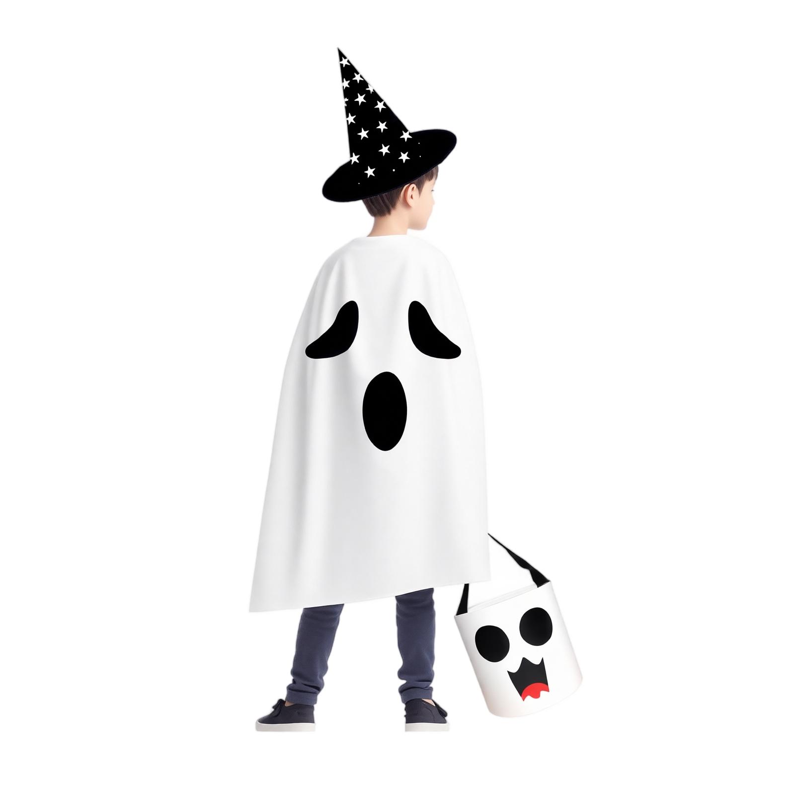 Kids Halloween Cape Set with Hat and Candy Bag - Children s Costume Accessories One Size
