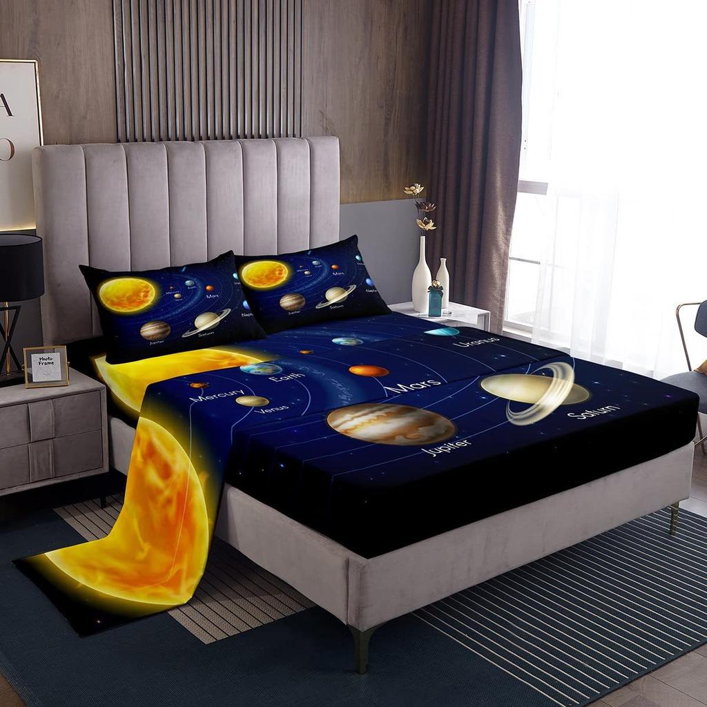 Chapéu de Cama com Padrão de Frutas Abacate Desenho Animado Conjunto de Roupa de Cama de Quatro Peças Decoração de Roupa de Cama para Quarto de Dormitório