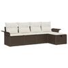 Ensemble de canapés de jardin 5 pièces avec coussins marron en poly rotin, Canapé de jardin 2 places avec rangement 3360189