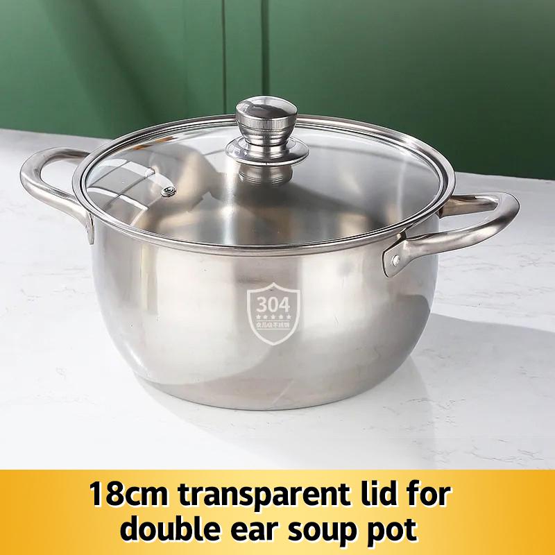 

Кастрюля из нержавеющей стали с двумя ручками, супница со стеклянной крышкой для индукционной плиты