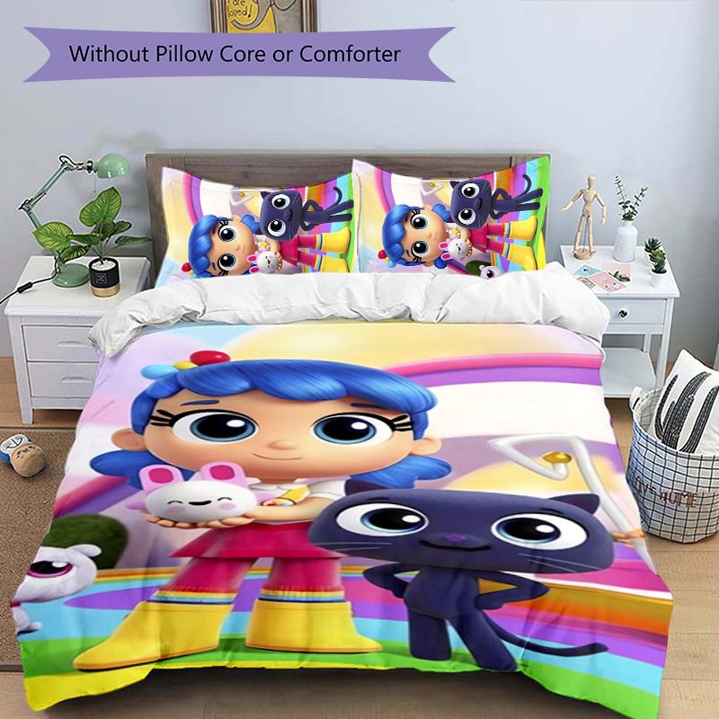 True and the Rainbow Kingdom 3pcs Bedding Set Duvet Cover Closure Includes 1 Duvet Cover & 2 Pillowcases for All Seasons Bedroom Home Dorm Decor