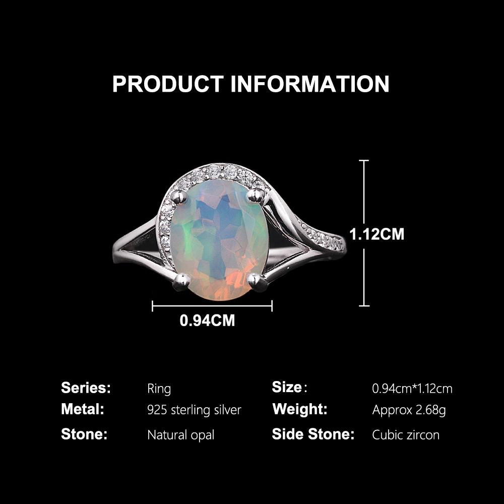 Colorful natural oval 8*10mm ethiopia opal ring earrings 925 sterling silver luxury fine jewelry set for women's engagement gift