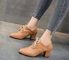 Fashion Ladies High Heels 2024 New Temperament Pumps Lace Up Hollow Breathable Low-top Shoes Round Toe Talon Femme Retro Zapatos Mujer