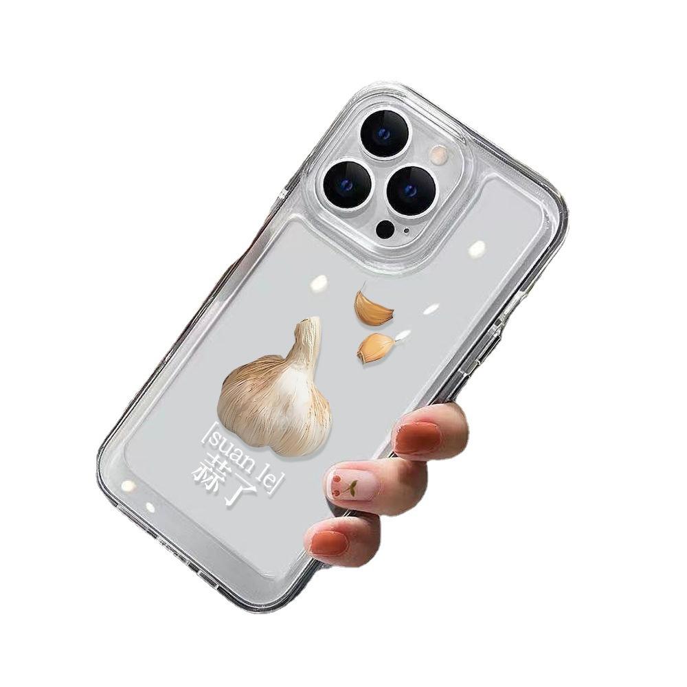 Creative onion garlic black and white for iPhone17 mobile phone case 15Pro niche x Apple 14 all-inclusive 12 Internet celebrity explosion