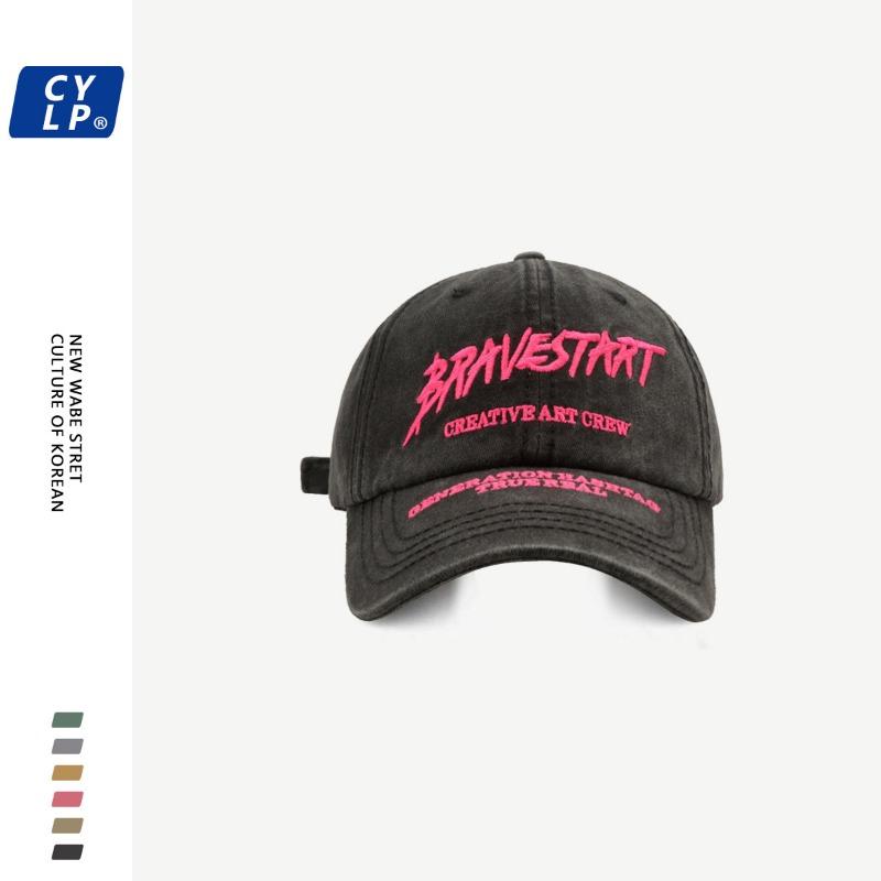 

Spring and summer couple street tide brand embroidery washed soft top baseball cap female face small cap male Adjustable