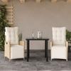 Vidaxl 3-Cz. Garden Furniture Set With Cushions, Beige, Poly Rattan