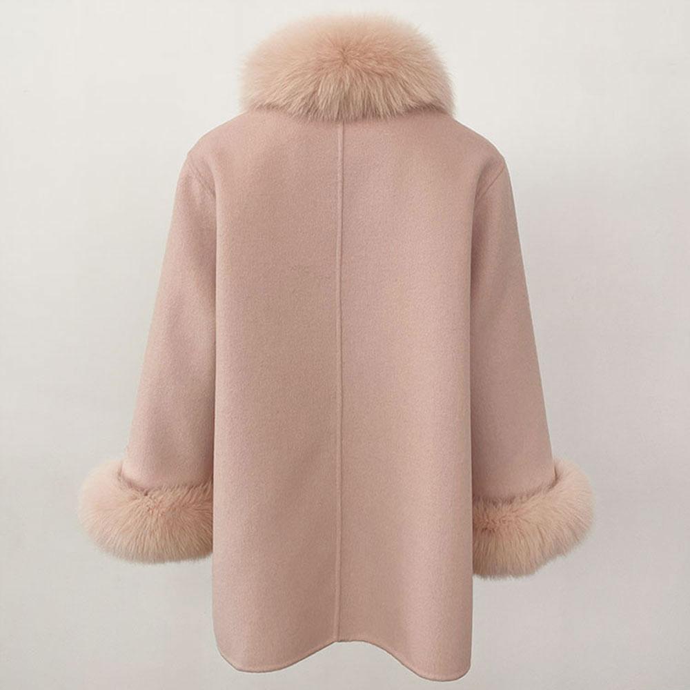 OFTBUY 2024 Autumn Winter Jacket Natural Real Fox Fur Collar Thick Warm Wool Blends Coat Women Outerwear Streetwear