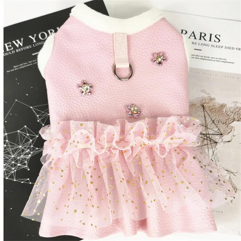 

Leather Dog Dress Winter Warm Dog Clothes Cat Puppy Clothing Small Dog Costume Chihuahua Yorkshire Poodle Corgi Pet Clothing XS XS（old） рожевий