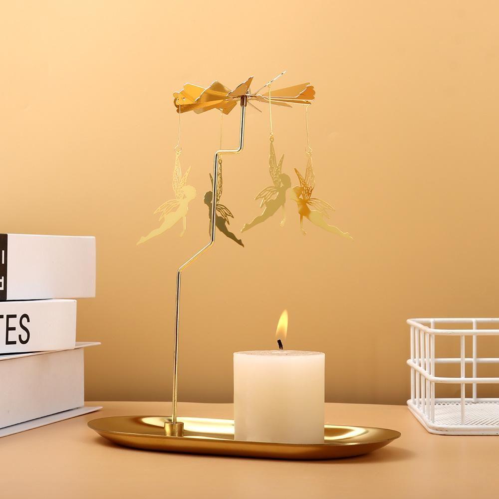 Romantic Tealight Wedding Party Candlestick Spinning Candle Holder Rotating