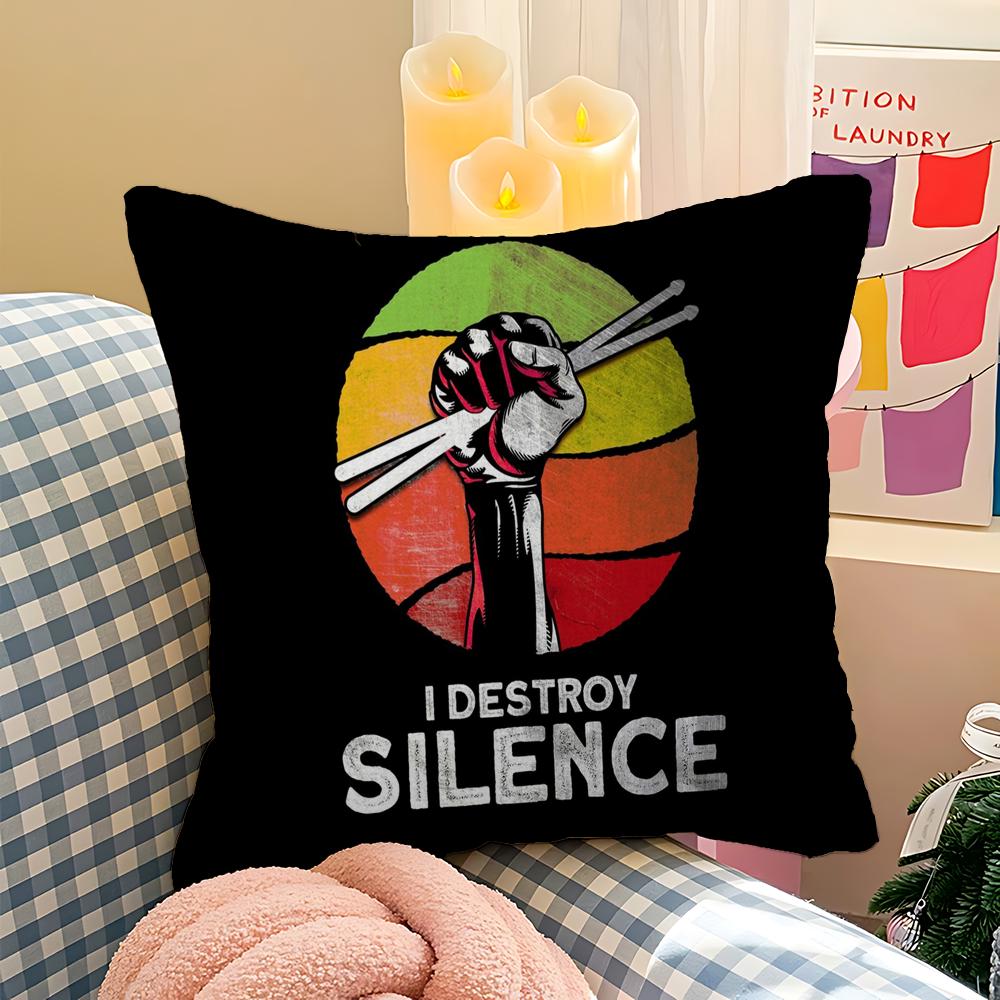 Cool Drum Kit Pillow Cushion Cover Pillowcase Living Room Sofa Home Decor Customized