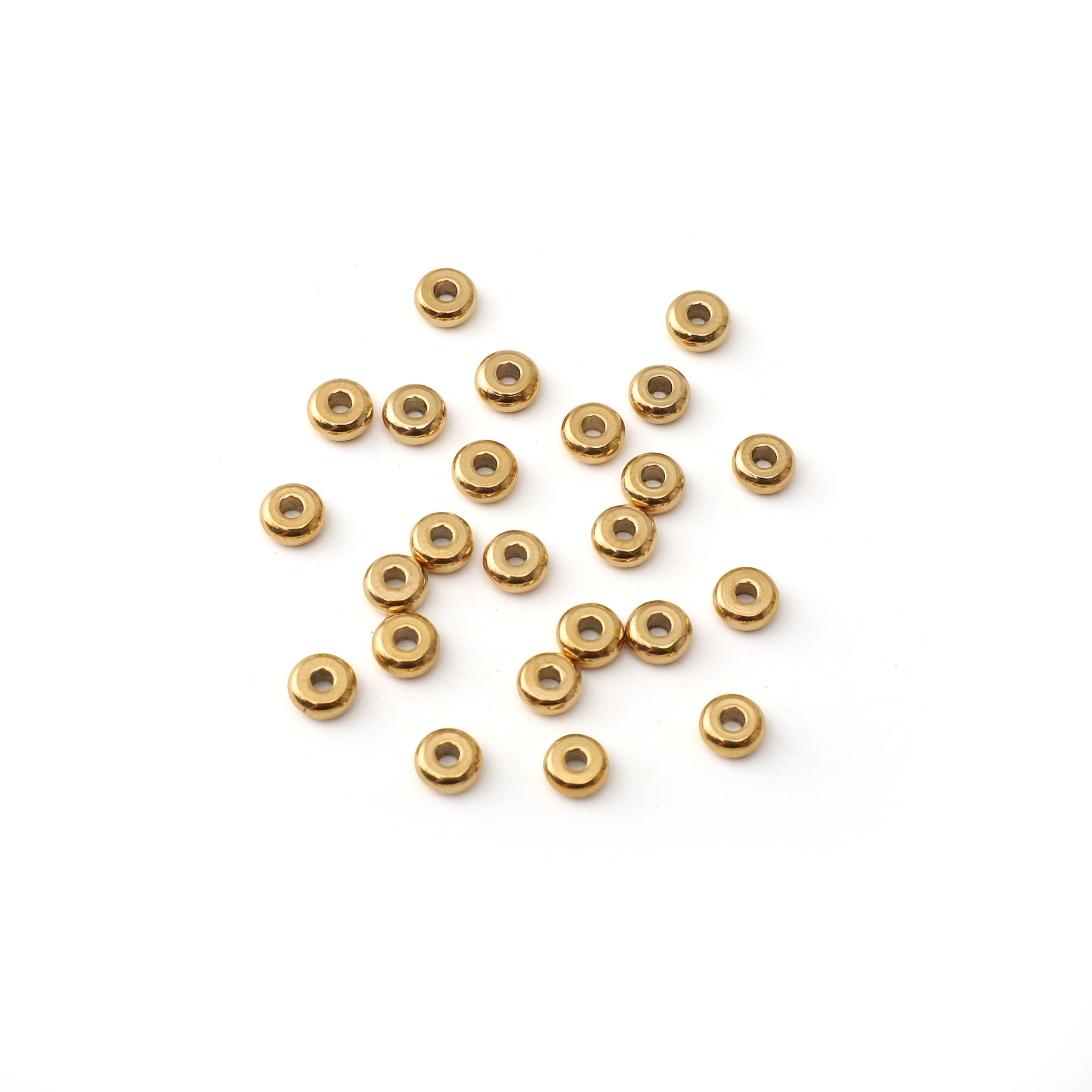 5-100 Stück Edelstahl Flache Runde Distanzperlen für DIY Armband Halskette Schmuckherstellungszubehör 5x2mm 20pcs gold