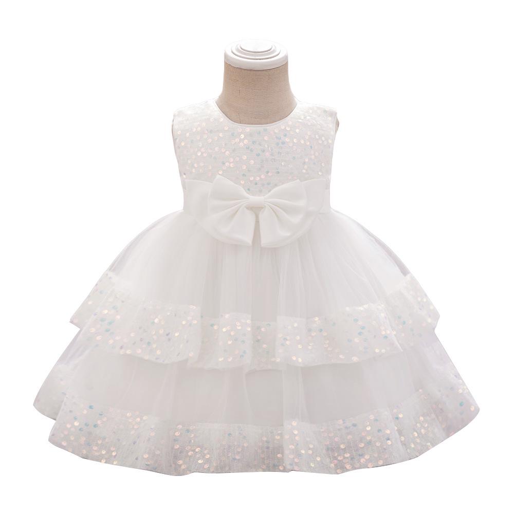 Robe de princesse en tulle à paillettes et nœud pour le premier anniversaire de bébé fille, pour banquet et baptême
