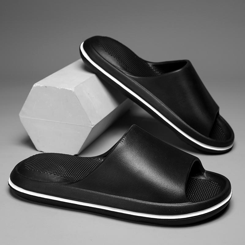 

Тапочки мужские 2024 года, новая летняя одежда, толстая подошва, наступая на дерьмо, чувствуя себя как дома, нескользящие сандалии, пара, приморская пляжная обувь 36 чёрный