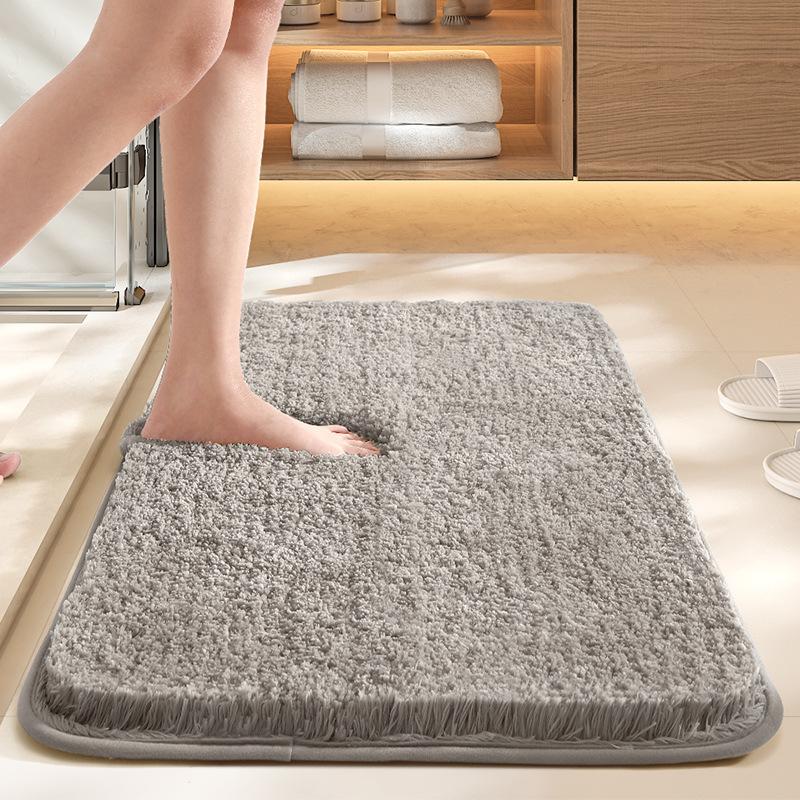 Bathroom absorbent carpet floor mat solid color bathroom antibacterial foot mat non slip mat at the toilet door machine washable