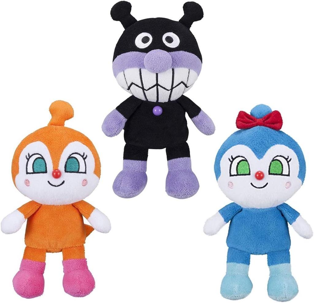 SEGA FAVE Pretty Beans Collection Plush and 3-Piece Set Baikinman, Dokin-chan, Kokin-chan