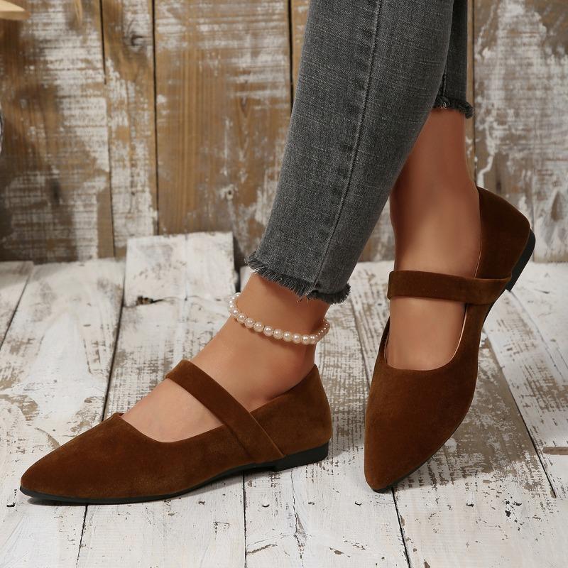 Plus-size Pointed-toe Low-cut Flat-bottomed Women's New-style Low-heeled Shoes
