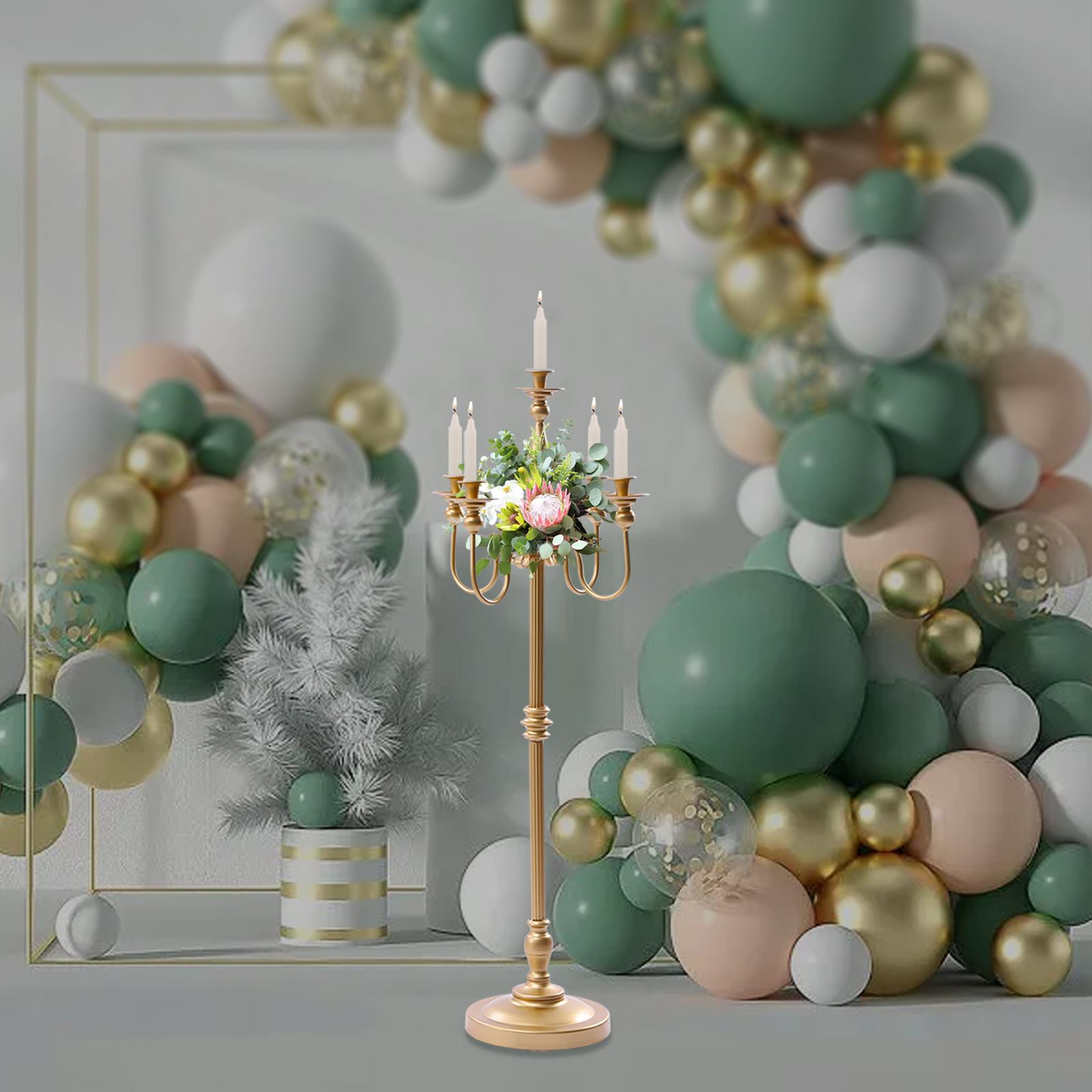 

Антикварный напольный канделябр высотой 50 дюймов, высокая подставка для конусных свечей и цветочная композиция. United States