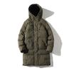 Men's Winter Hooded Mid-length Cotton-padded Jacket - Thick, Loose-fit Outerwear.