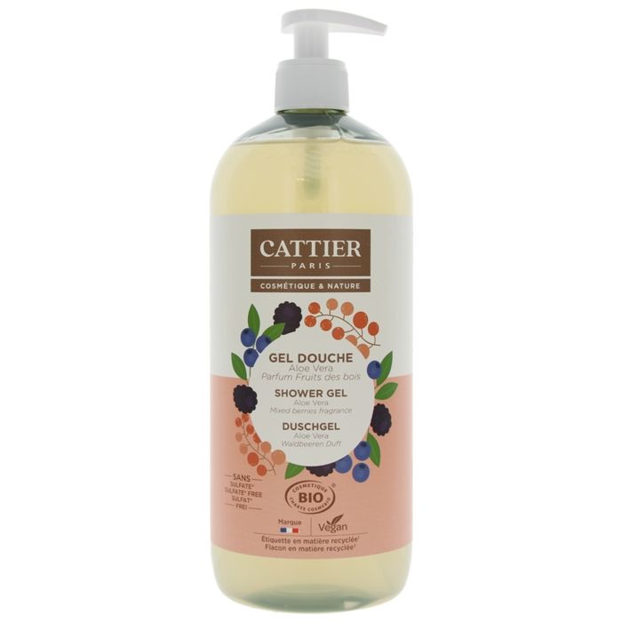Gel Douche - Cattier - Fruits Des Bois - 1 L - Sans Sulfate - Bio - Aloe Vera