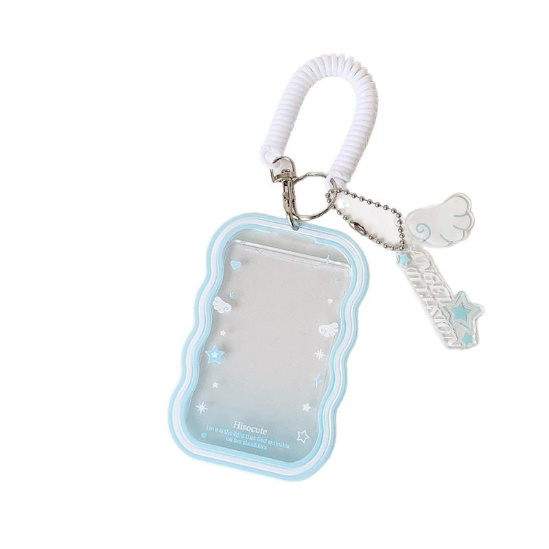 Kpop Fashion Simple Photo Card Holder Cute Idol Photo Storage Card Bag Elastic Rope Pendant Cute Charm Accessory Gift