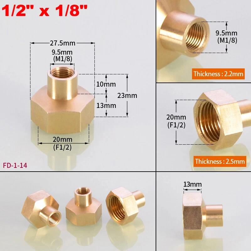1~10pcs Brass Female Reducing Sleeve 1/8" 1/4" 3/8" 1/2" 3/4" 1" BSP Female Thread Hex Pipe Fitting For Water Fuel Gas 7