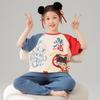 Girls Cotton Pajama Set Short Sleeve Long Pants Cartoon Print Sleepwear Kids Ages 4-12
