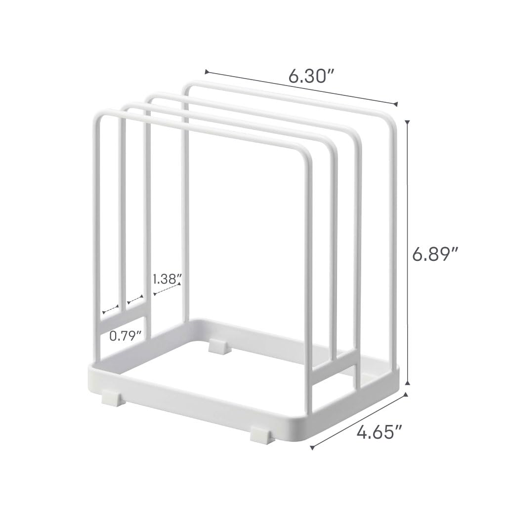 Yamazaki Cutting Board Stand for Round Cutting Boards, White, Approx. W16 x D11.8 x H17.5cm, Tower Series, Freestanding Type, Cutting Board Holder,