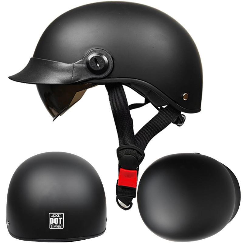 

ZXC Retro Semi-helmet Men Women s Electric Bicycle Scoop Helmet Portable With Endoscope Adjust for head circumference 55-61CM