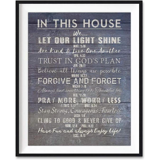 In This House Photo Print, Christian Bible Verse Family Rules Art, Scripture pirational Wall and Home Decor Poster, Unframed, Housewarming Gift, 8x10