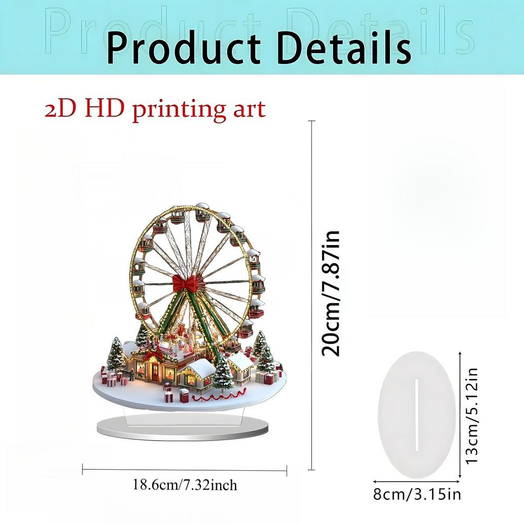 2D Santa Claus Decoration Acrylic Sled with Reindeer Tabletop Christmas Outdoor Decoration Christmas Supplies Party Supplies