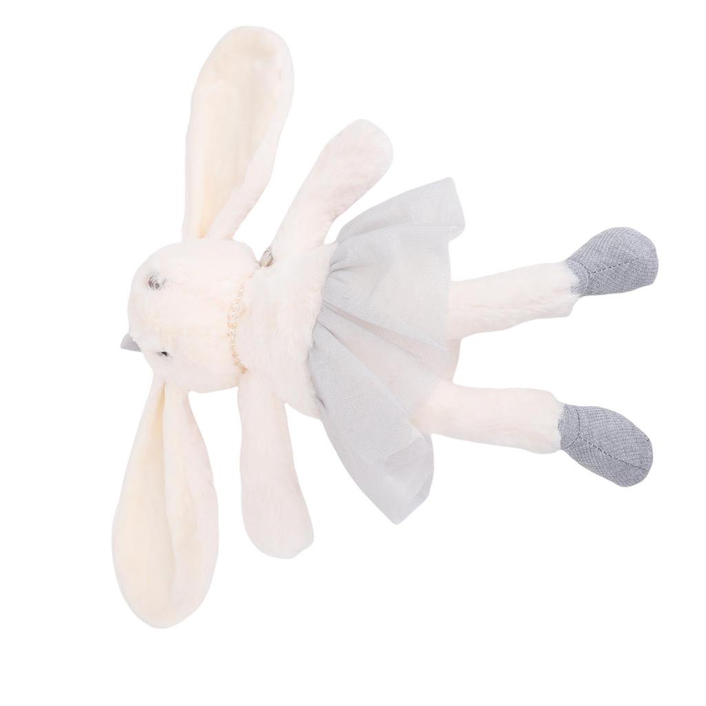 Rabbit Princess Plush Toy Handmade Long Ear Elegant Bunny Plush Doll for Little Girls Gray
