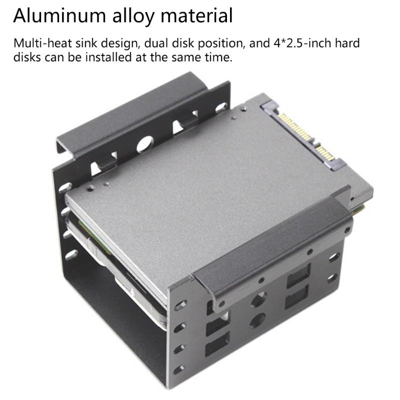 2.5 inches 4 Bay HDD SSD Rack Adapter SSD Converter Mounting Bracket Durable Hard Drive Disk Holder Rack Bay Chassis